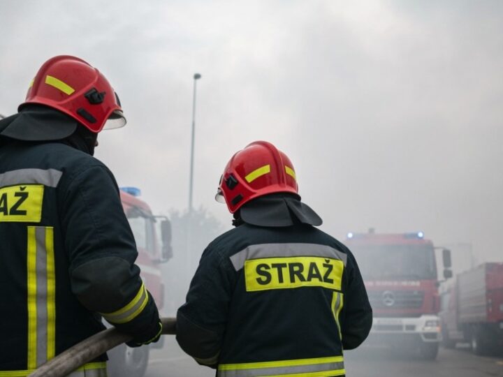 Zawody Sportowo-Pożarnicze w Potęgowie przerwane przez pożar fabryki w Charnowie