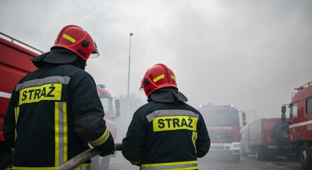 Zawody Sportowo-Pożarnicze w Potęgowie przerwane przez pożar fabryki w Charnowie
